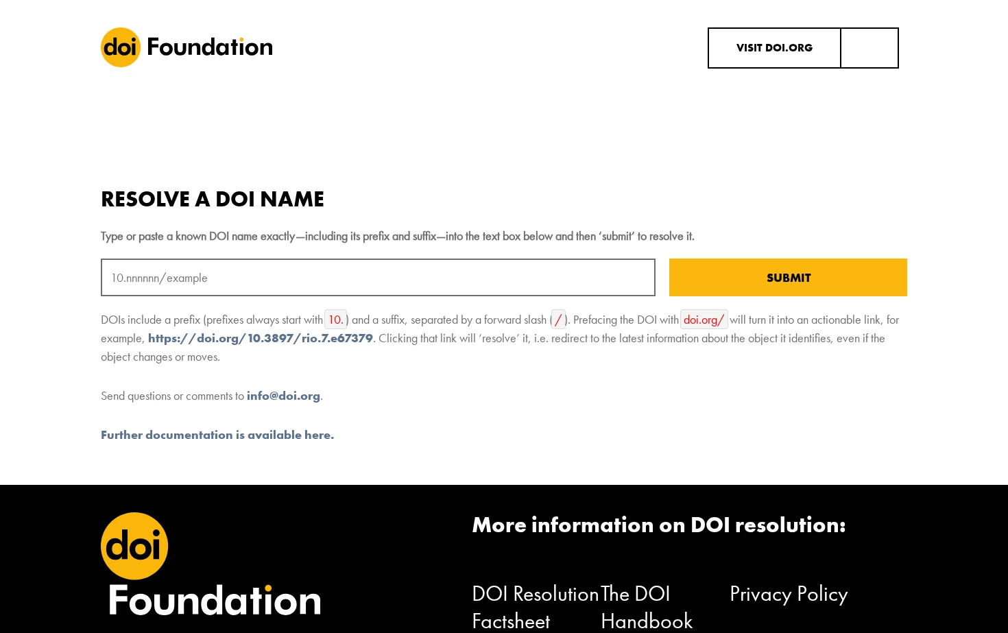 Resolve a DOI Name 页面快照